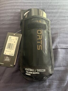 adidas Black Shin Guards with Gold 'SPORTS' Print